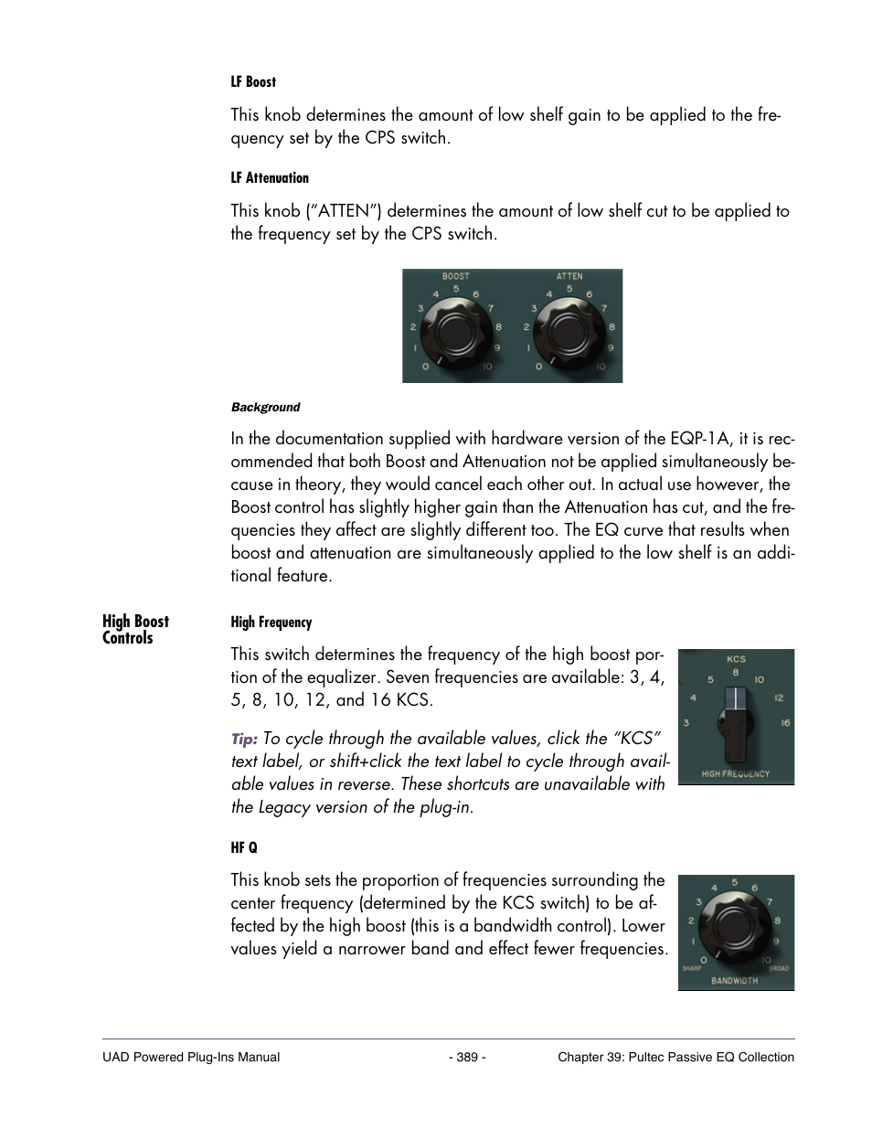 High boost controls | Universal Audio UAD Plug-Ins ver.7.4.2 User Manual | Page 389 / 508