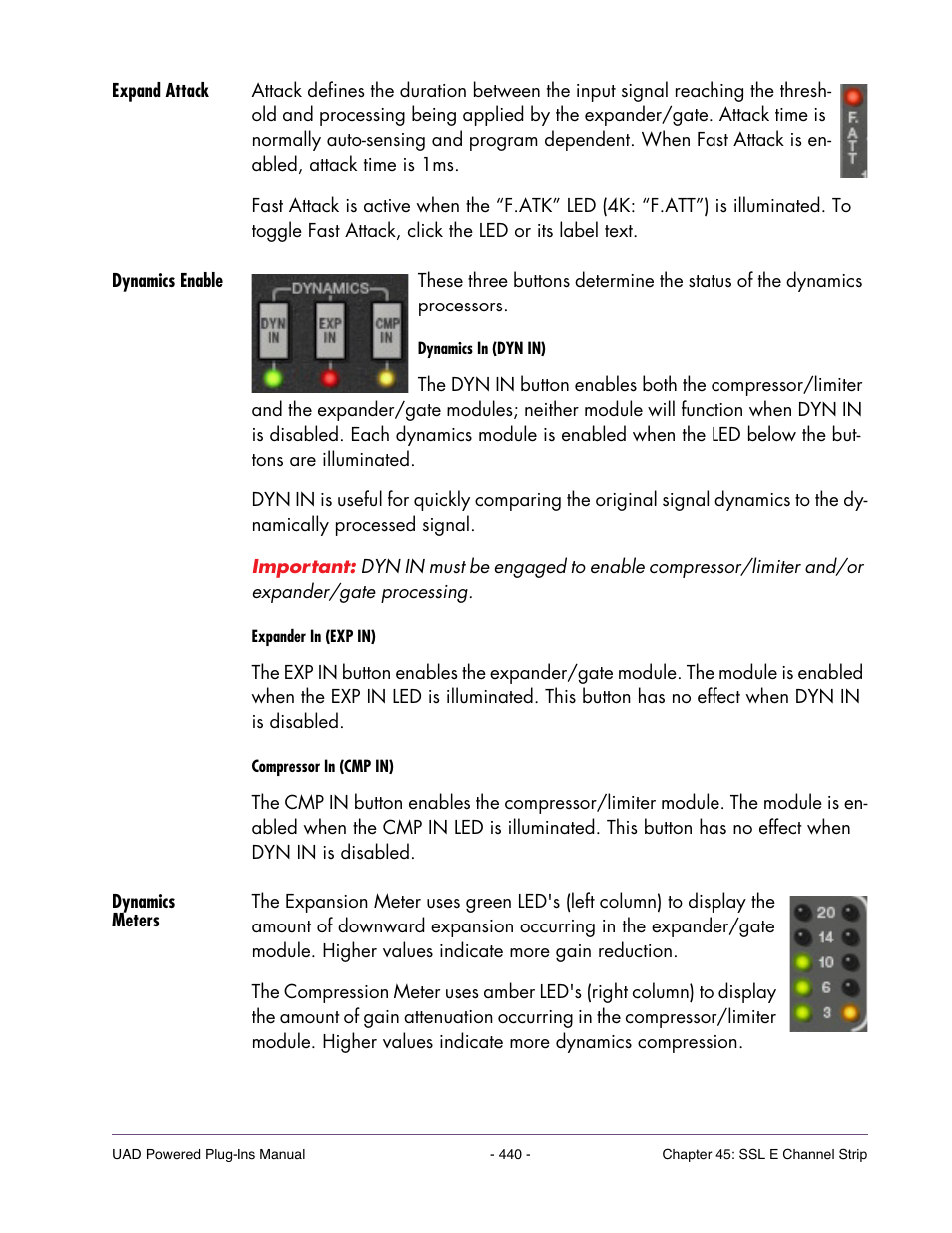 Expand attack, Dynamics enable, Dynamics meters | Universal Audio UAD Plug-Ins ver.7.4.2 User Manual | Page 440 / 508