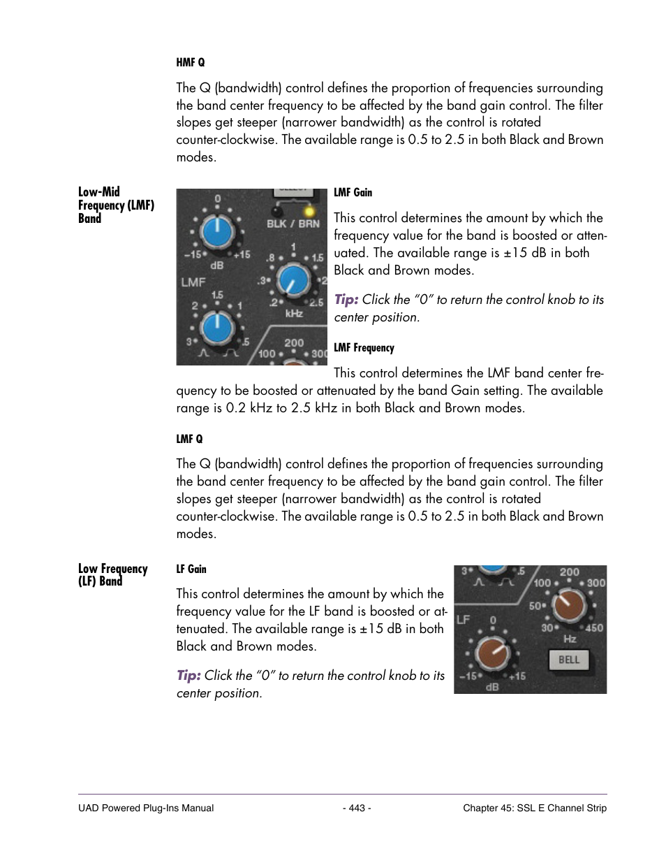 Low-mid frequency (lmf) band, Low frequency (lf) band | Universal Audio UAD Plug-Ins ver.7.4.2 User Manual | Page 443 / 508
