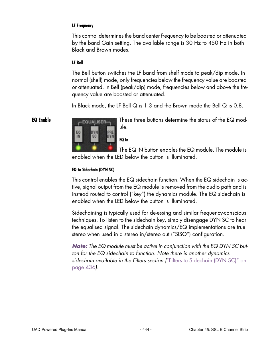 Eq enable, Eq to sidechain | Universal Audio UAD Plug-Ins ver.7.4.2 User Manual | Page 444 / 508