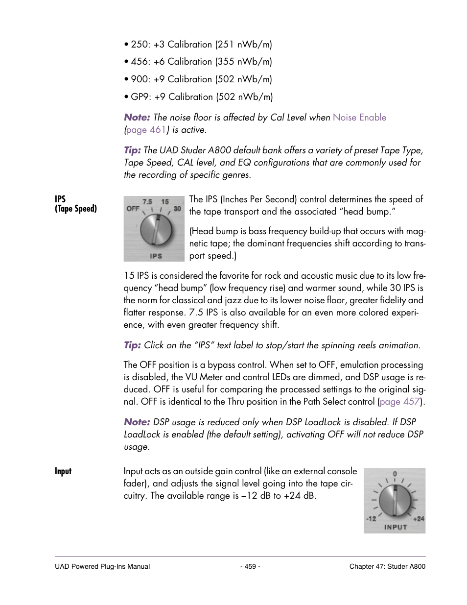 Ips (tape speed), Input | Universal Audio UAD Plug-Ins ver.7.4.2 User Manual | Page 459 / 508