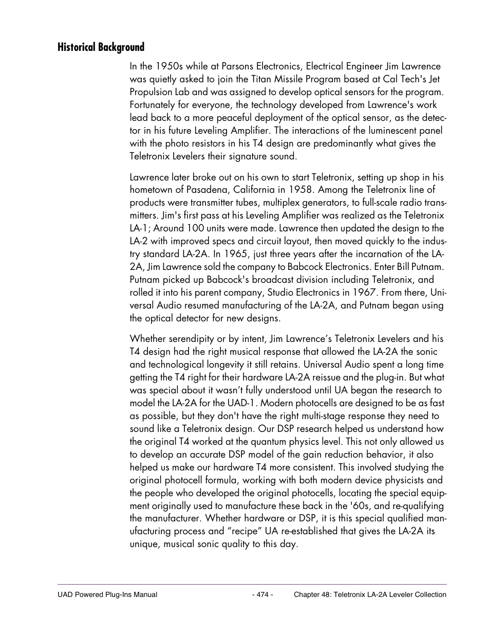 Historical background | Universal Audio UAD Plug-Ins ver.7.4.2 User Manual | Page 474 / 508