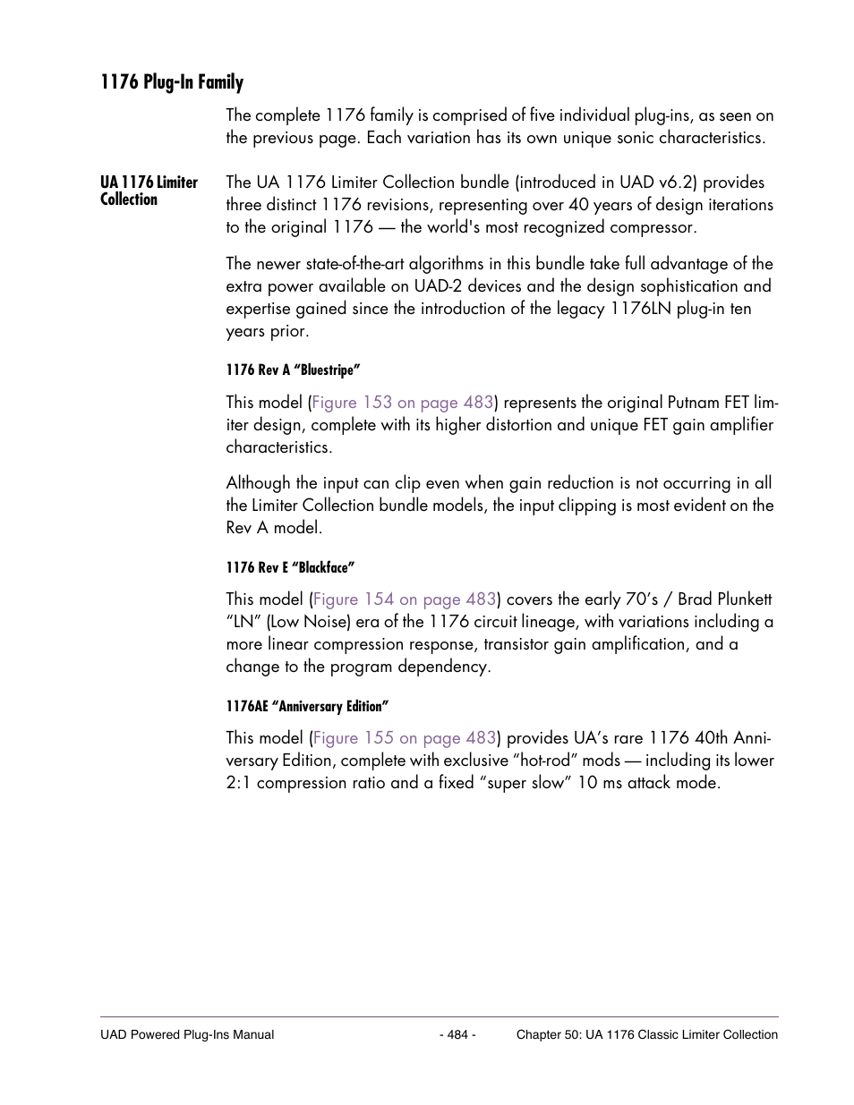 1176 plug-in family, Ua 1176 limiter collection | Universal Audio UAD Plug-Ins ver.7.4.2 User Manual | Page 484 / 508
