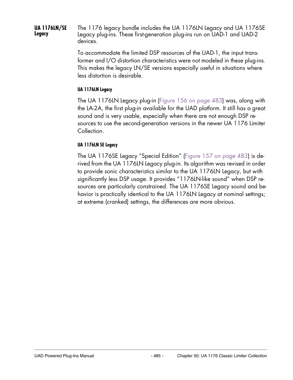Ua 1176ln/se legacy | Universal Audio UAD Plug-Ins ver.7.4.2 User Manual | Page 485 / 508