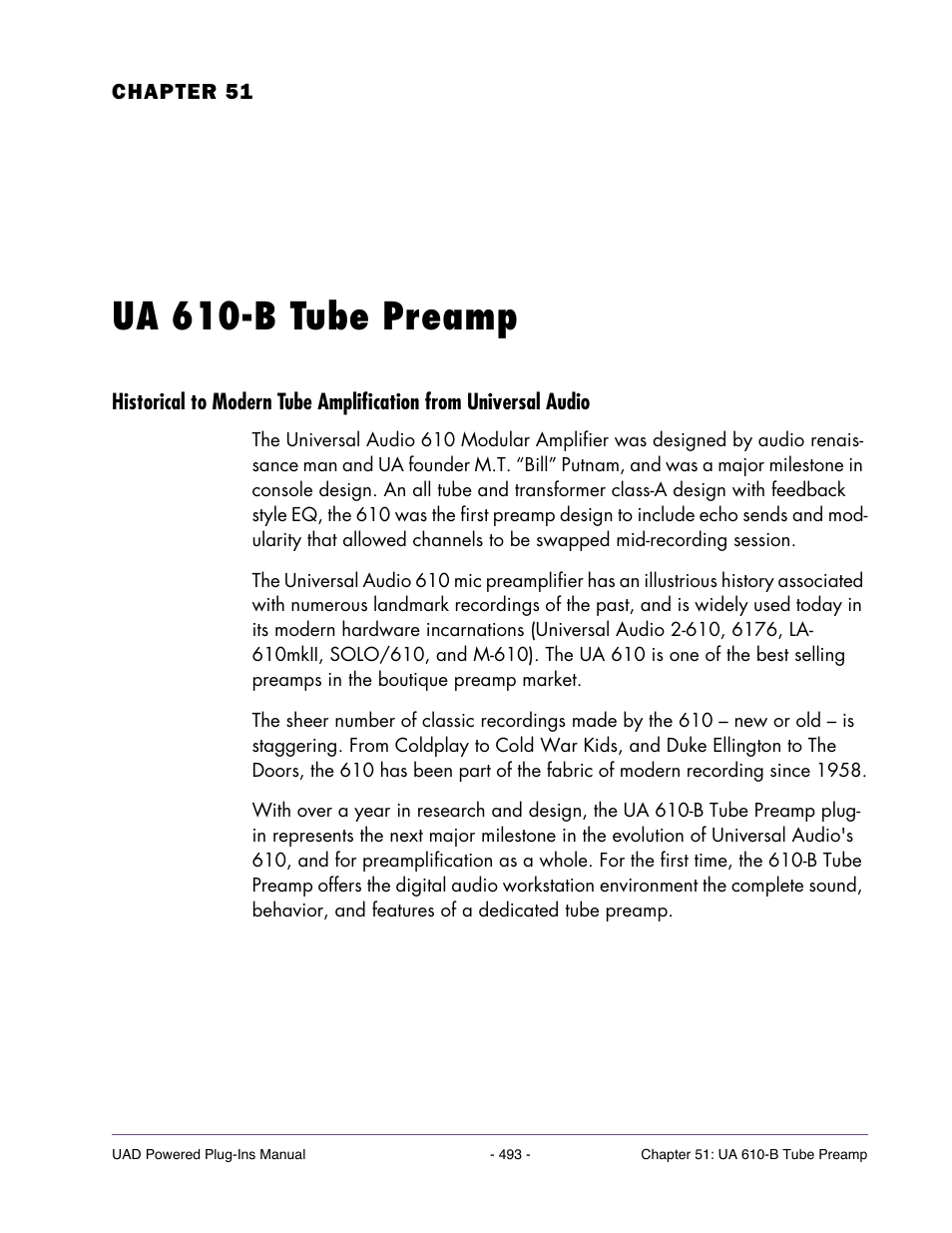 Ua 610-b tube preamp, Chapter 51. ua 610-b tube preamp | Universal Audio UAD Plug-Ins ver.7.4.2 User Manual | Page 493 / 508
