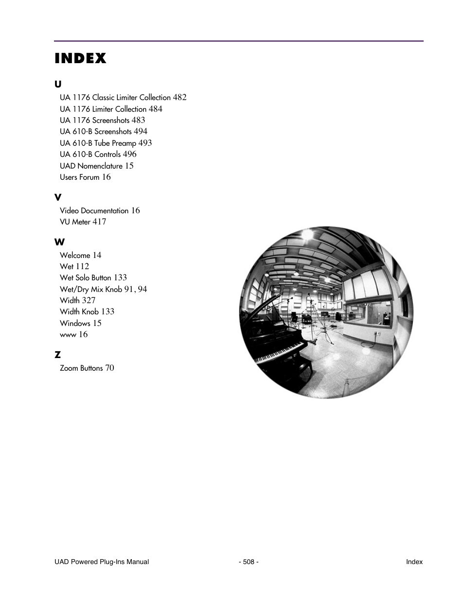Index | Universal Audio UAD Plug-Ins ver.7.4.2 User Manual | Page 508 / 508