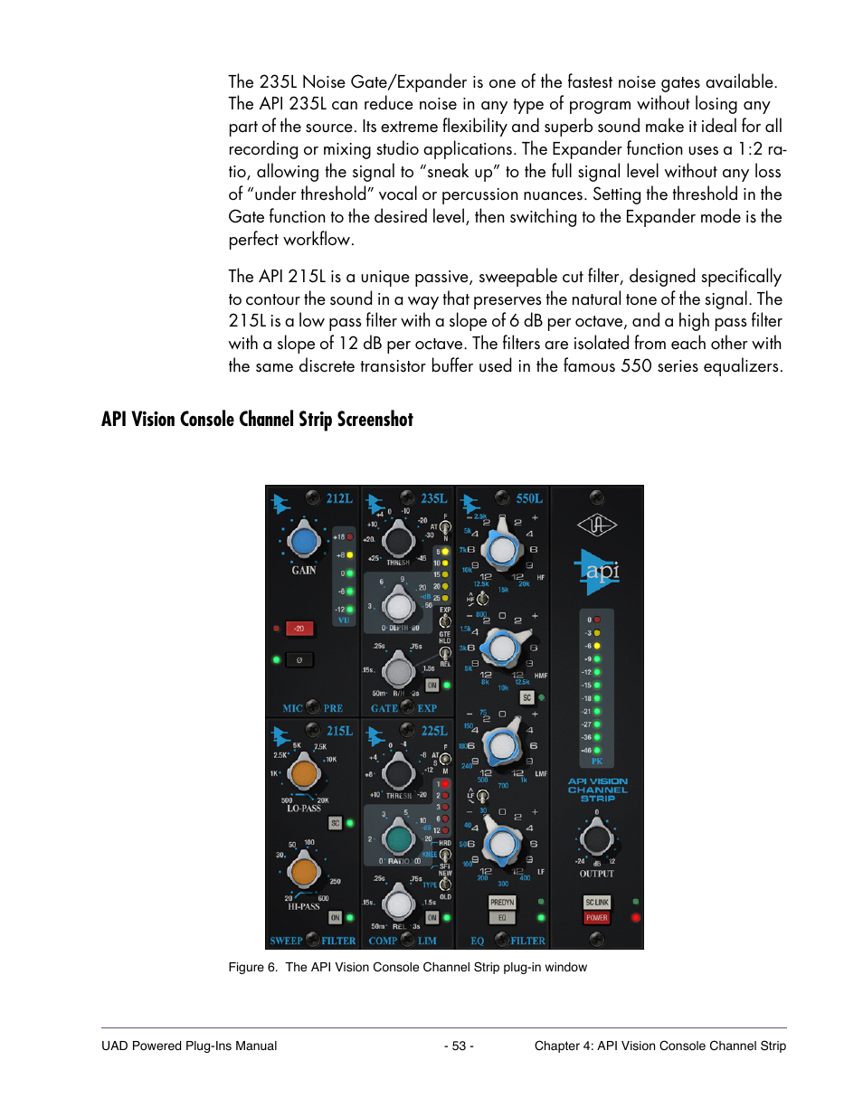 Api vision console channel strip screenshot | Universal Audio UAD Plug-Ins ver.7.4.2 User Manual | Page 53 / 508