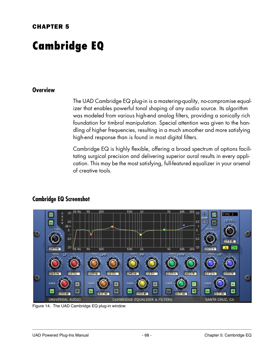 Cambridge eq, Overview, Cambridge eq screenshot | Chapter 5. cambridge eq | Universal Audio UAD Plug-Ins ver.7.4.2 User Manual | Page 68 / 508