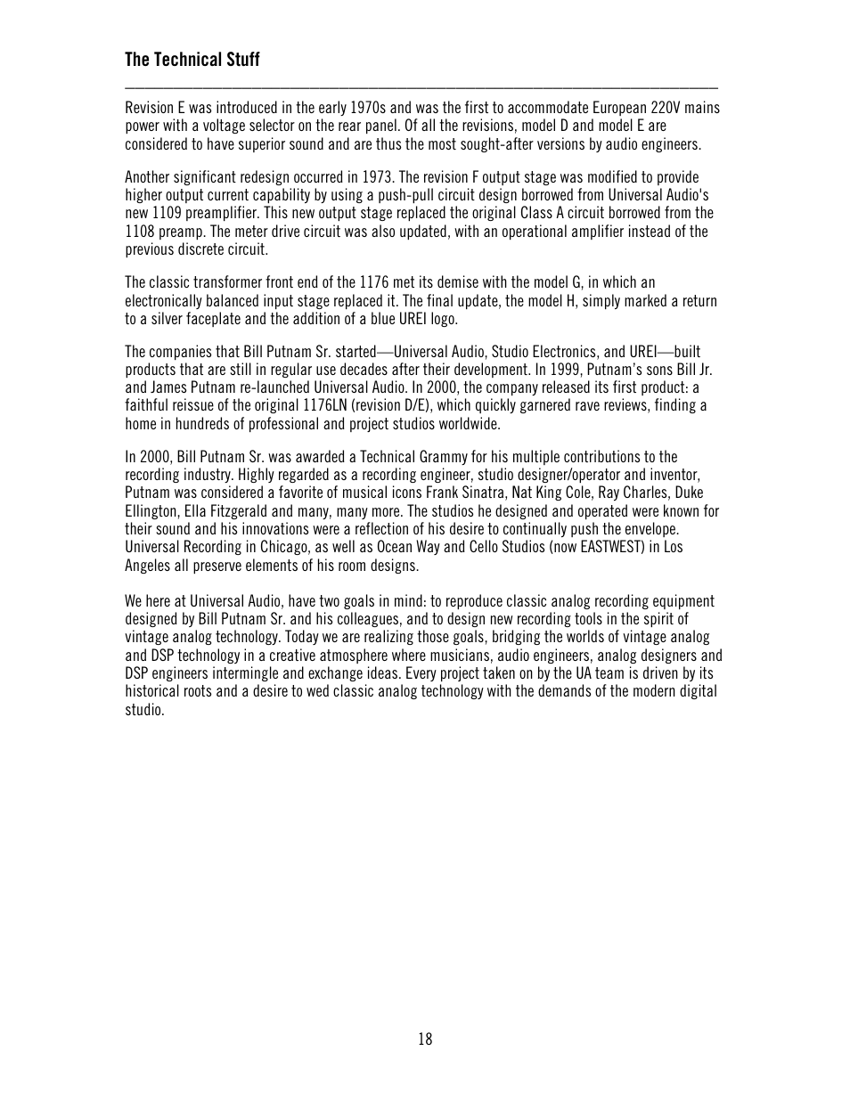 The technical stuff | Universal Audio 1176LN Solid-State User Manual | Page 18 / 39
