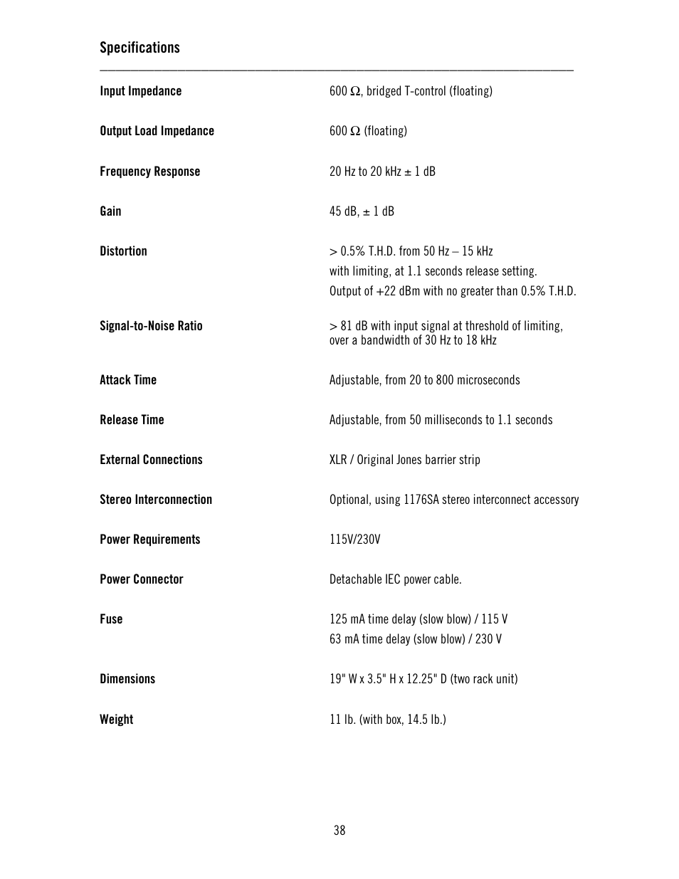 Universal Audio 1176LN Solid-State User Manual | Page 38 / 39