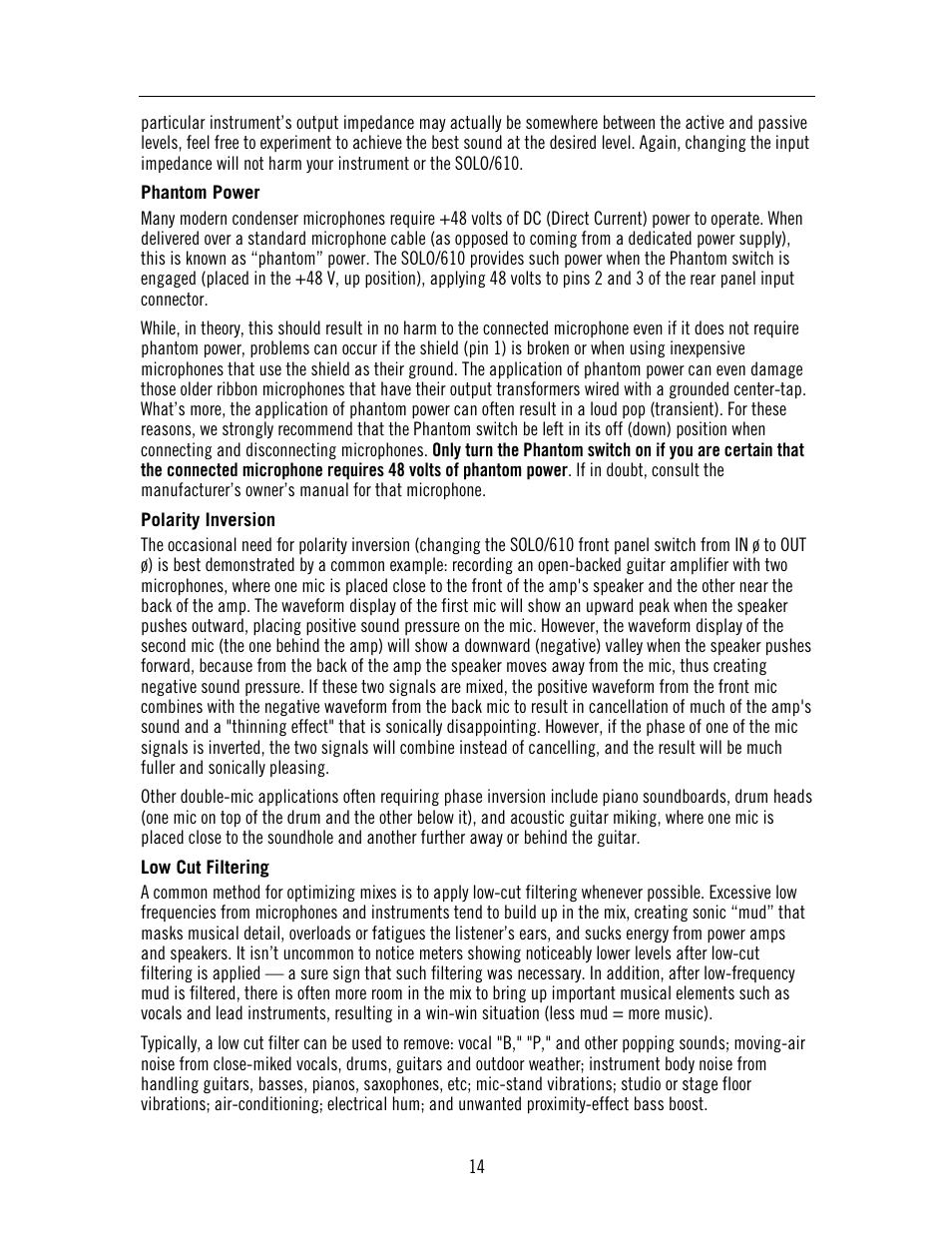 Universal Audio SOLO 610 User Manual | Page 14 / 24