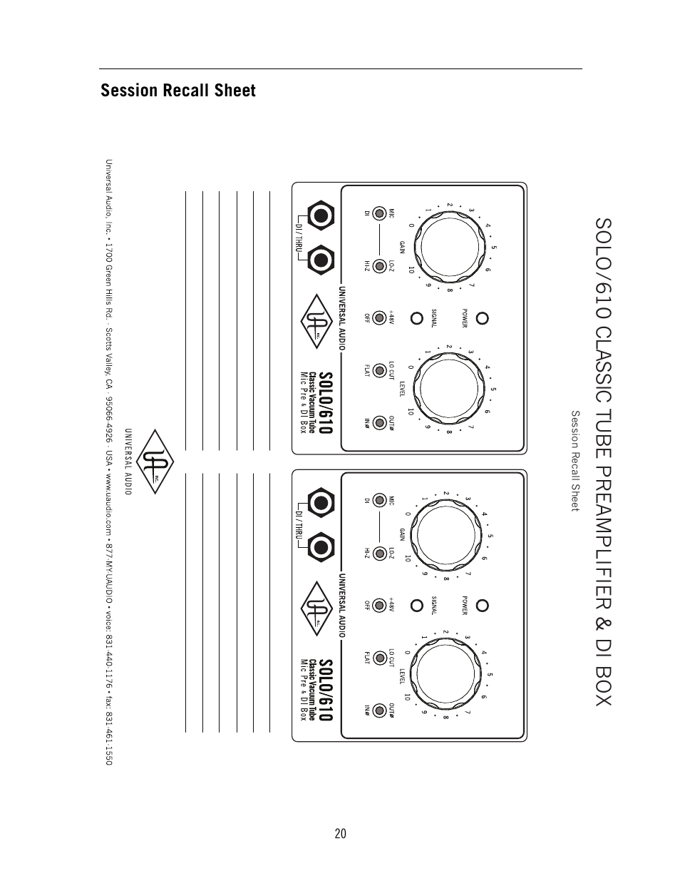 Universal Audio SOLO 610 User Manual | Page 20 / 24