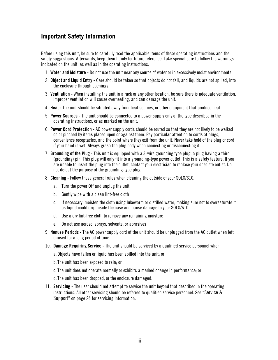 Important safety information | Universal Audio SOLO 610 User Manual | Page 3 / 24