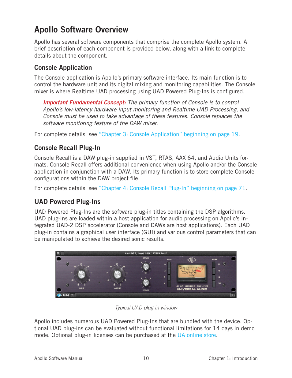 Apollo software overview | Universal Audio Apollo Software User Manual | Page 10 / 151