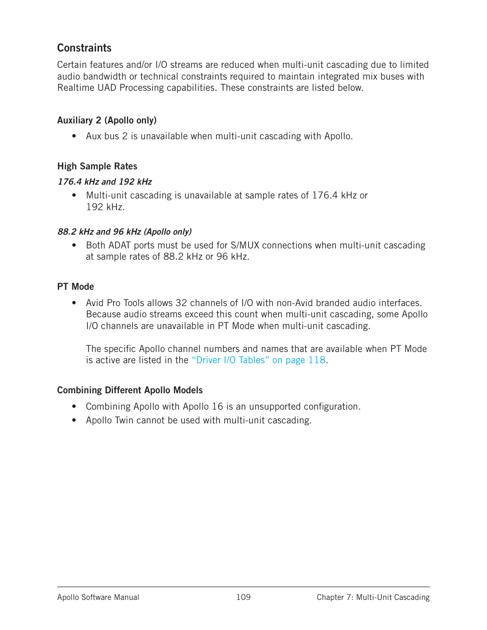Multi-unit cascading. see | Universal Audio Apollo Software User Manual | Page 109 / 151