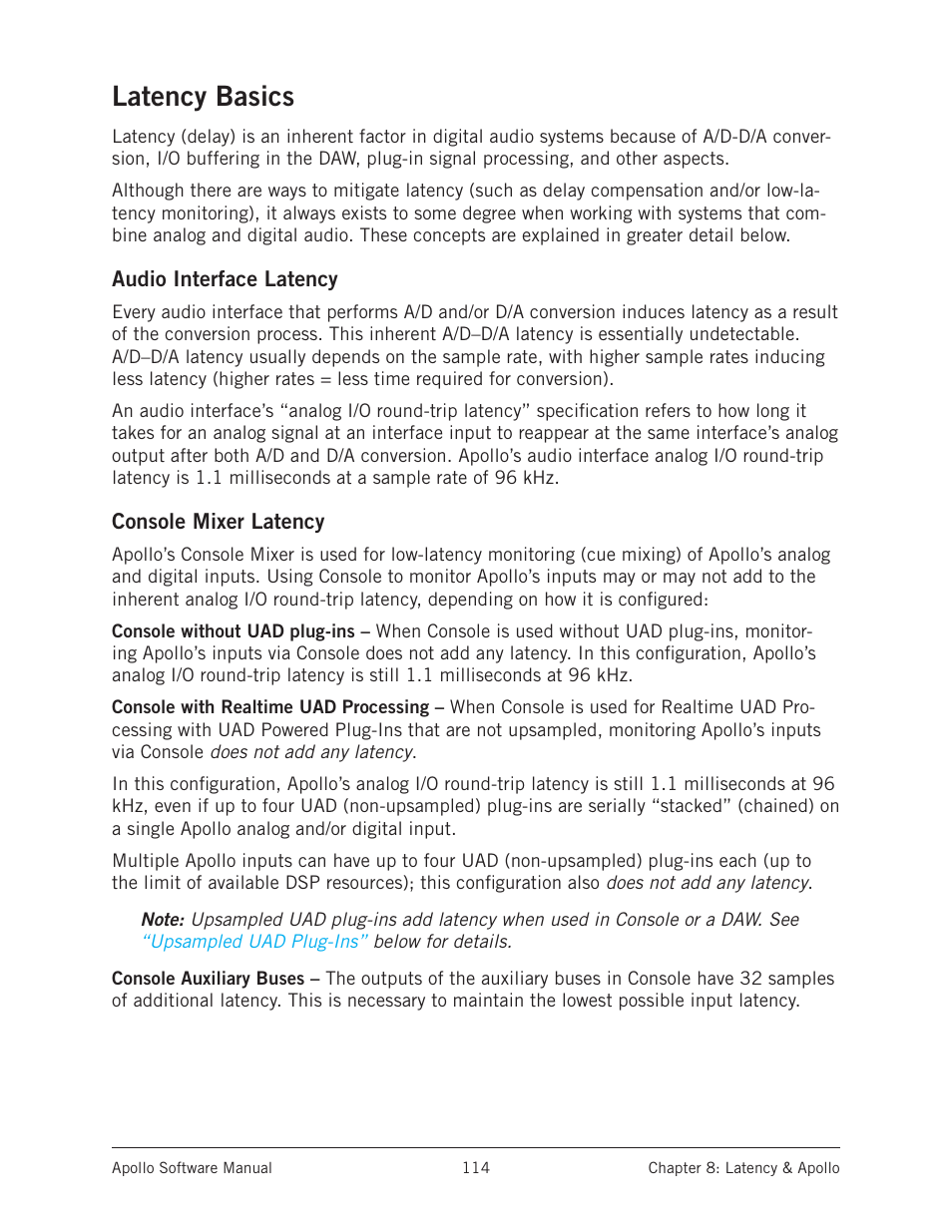 Latency basics, Latency basics” on, Station environment. see | Universal Audio Apollo Software User Manual | Page 114 / 151