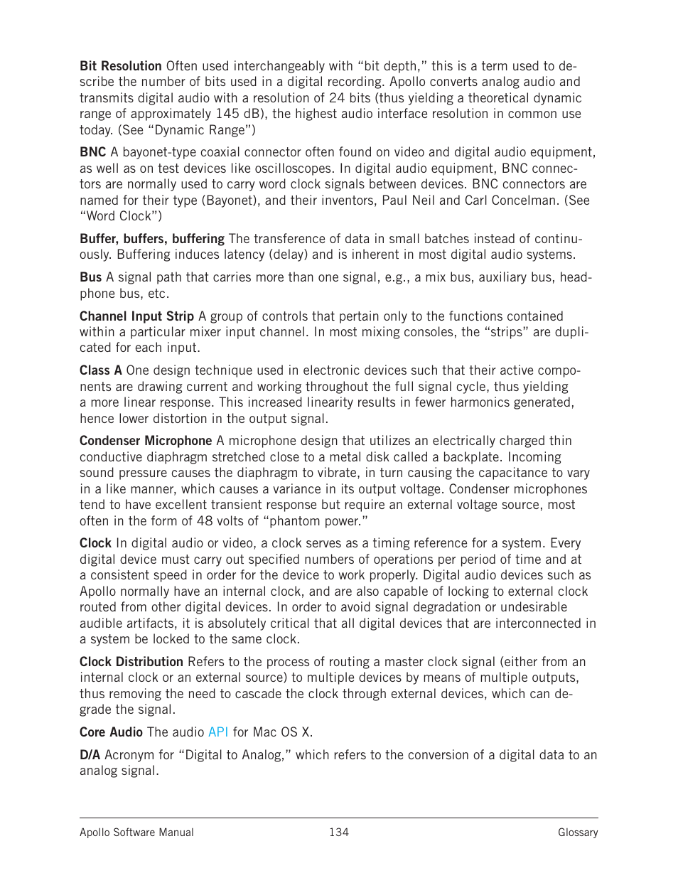 Core, Audio | Universal Audio Apollo Software User Manual | Page 134 / 151