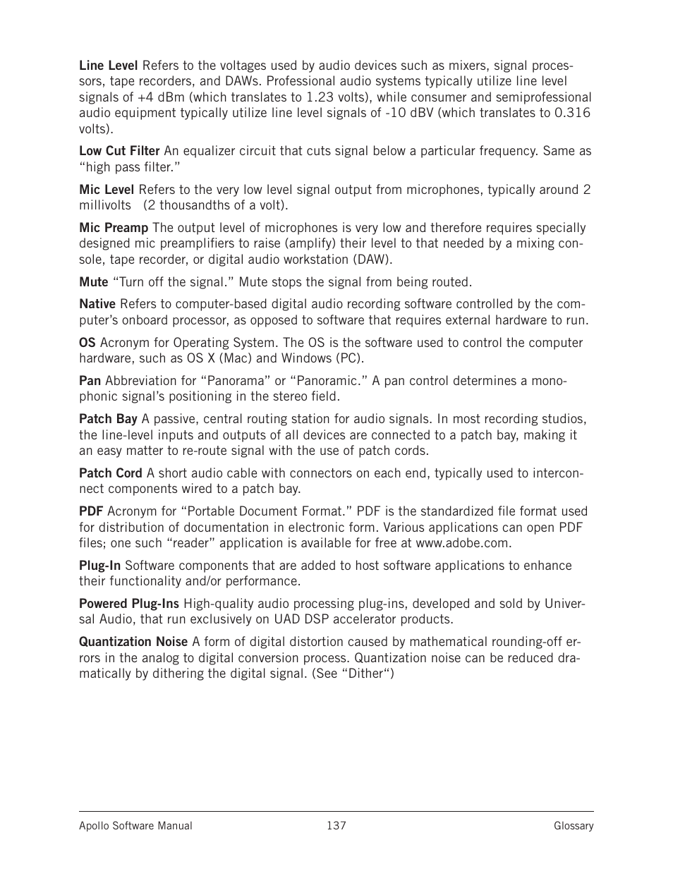 Universal Audio Apollo Software User Manual | Page 137 / 151