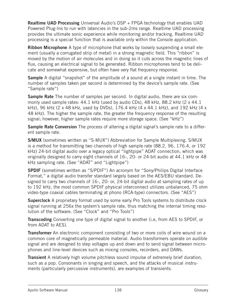 Universal Audio Apollo Software User Manual | Page 138 / 151