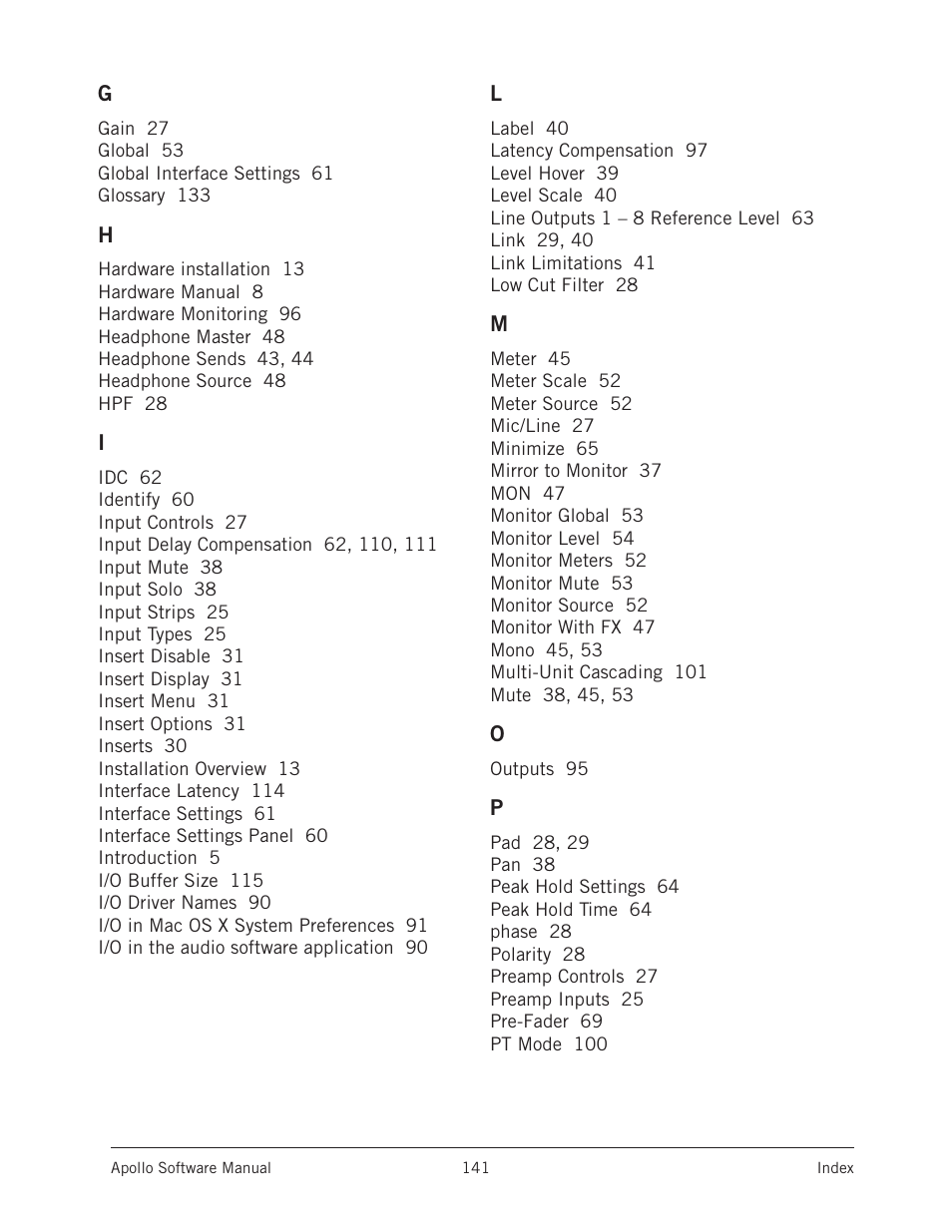 Universal Audio Apollo Software User Manual | Page 141 / 151