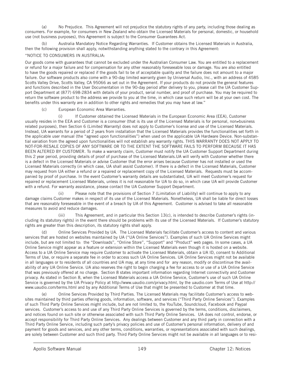 Universal Audio Apollo Software User Manual | Page 149 / 151