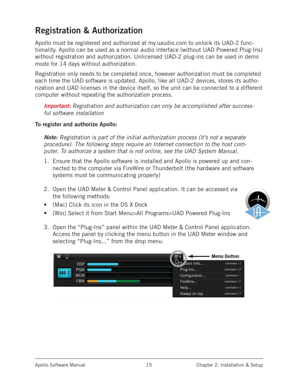 Registration & authorization | Universal Audio Apollo Software User Manual | Page 15 / 151