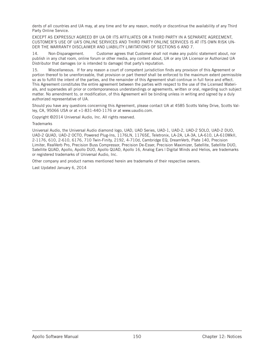Universal Audio Apollo Software User Manual | Page 150 / 151