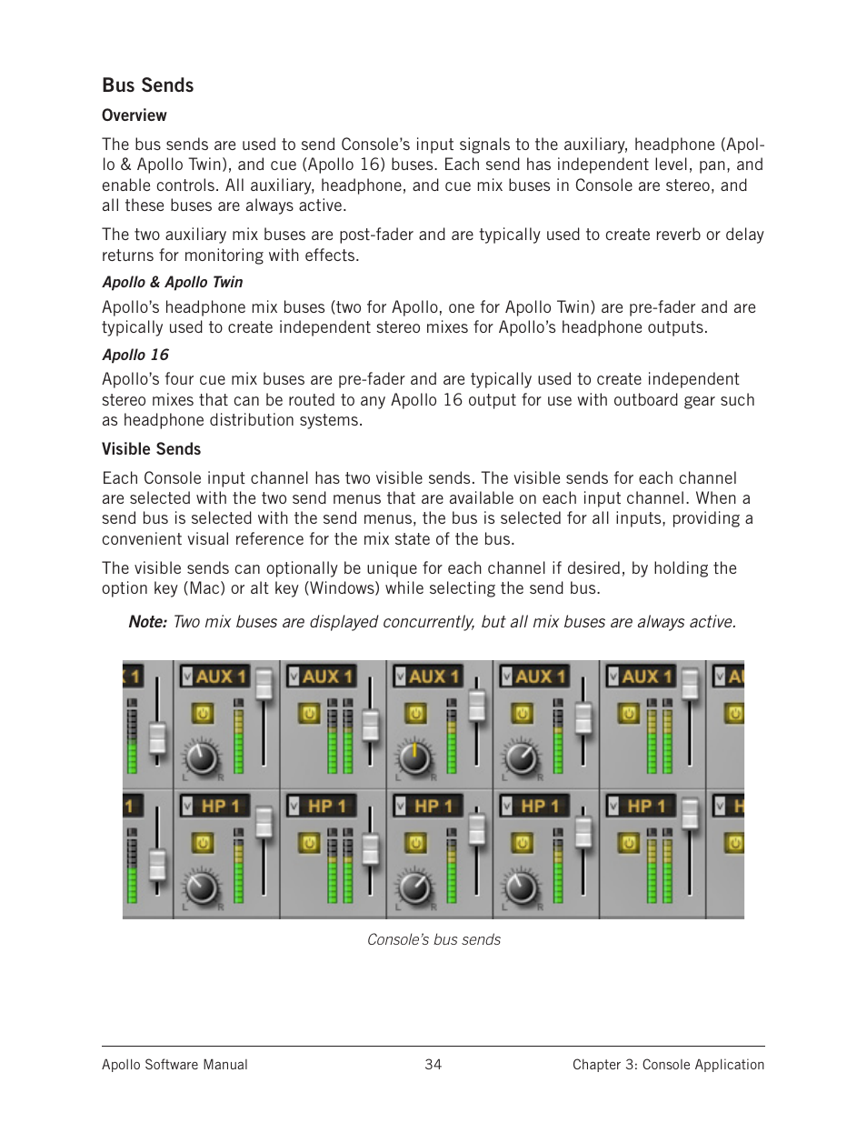 Bus sends | Universal Audio Apollo Software User Manual | Page 34 / 151