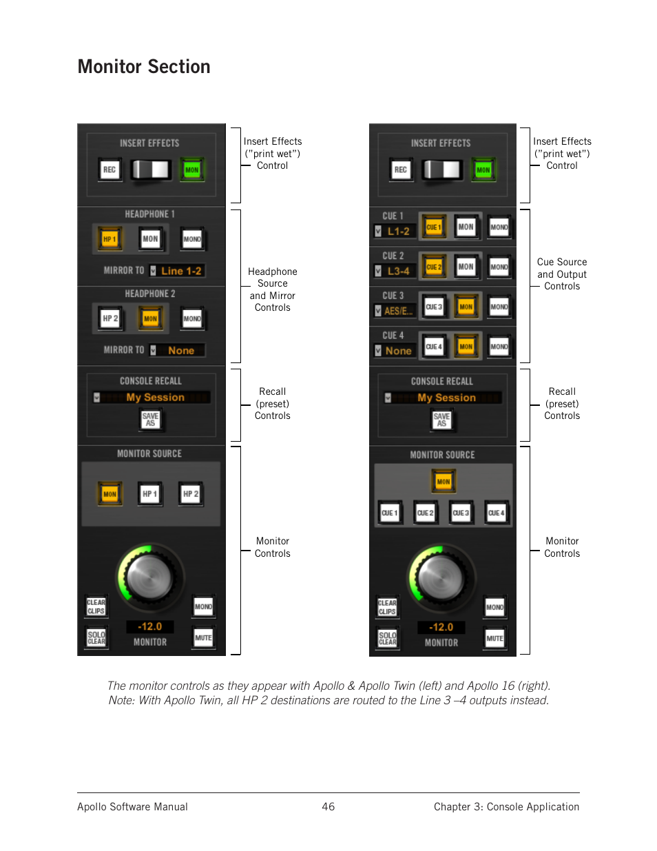 Monitor section | Universal Audio Apollo Software User Manual | Page 46 / 151