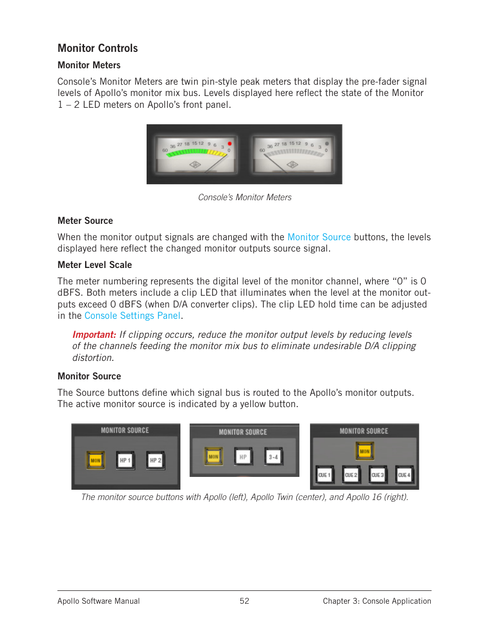 Monitor controls | Universal Audio Apollo Software User Manual | Page 52 / 151