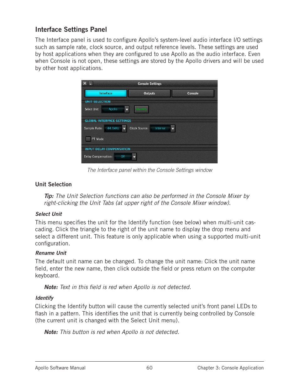 Interface settings panel | Universal Audio Apollo Software User Manual | Page 60 / 151