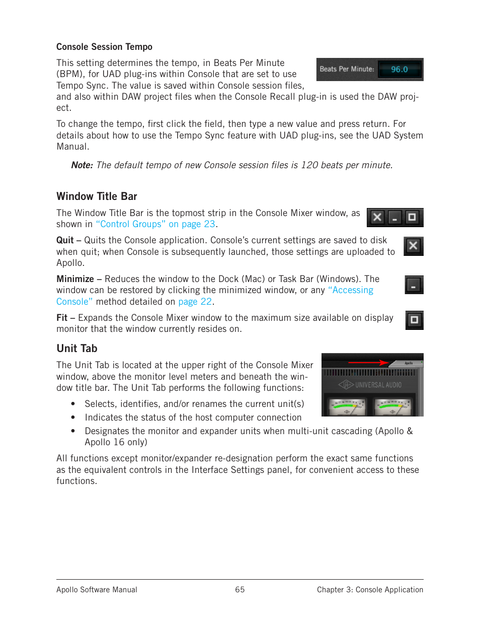 Window title bar | Universal Audio Apollo Software User Manual | Page 65 / 151