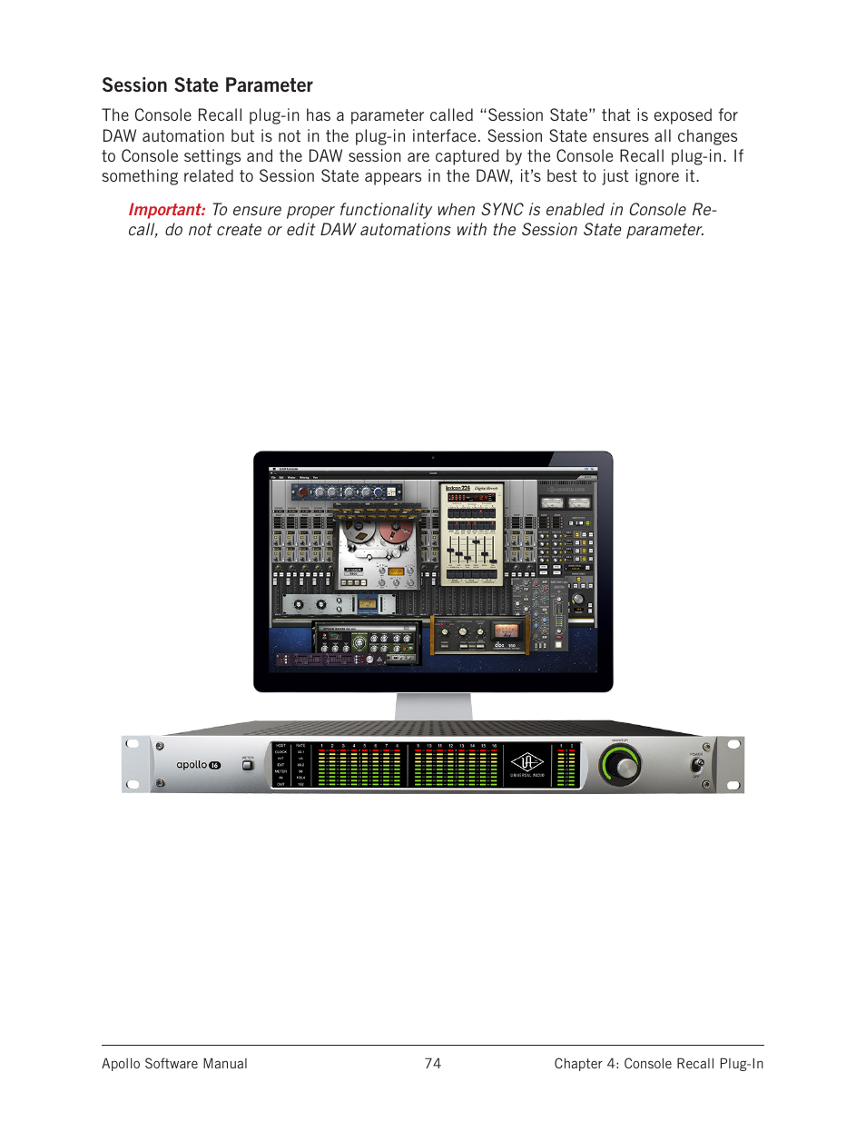 Session state parameter | Universal Audio Apollo Software User Manual | Page 74 / 151