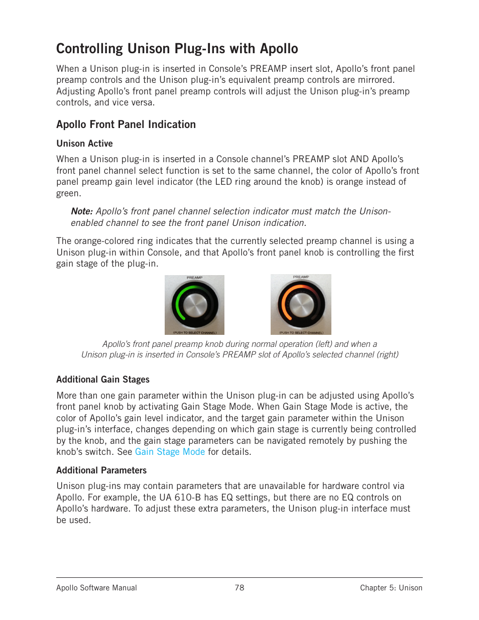 Controlling unison plug-ins with apollo | Universal Audio Apollo Software User Manual | Page 78 / 151
