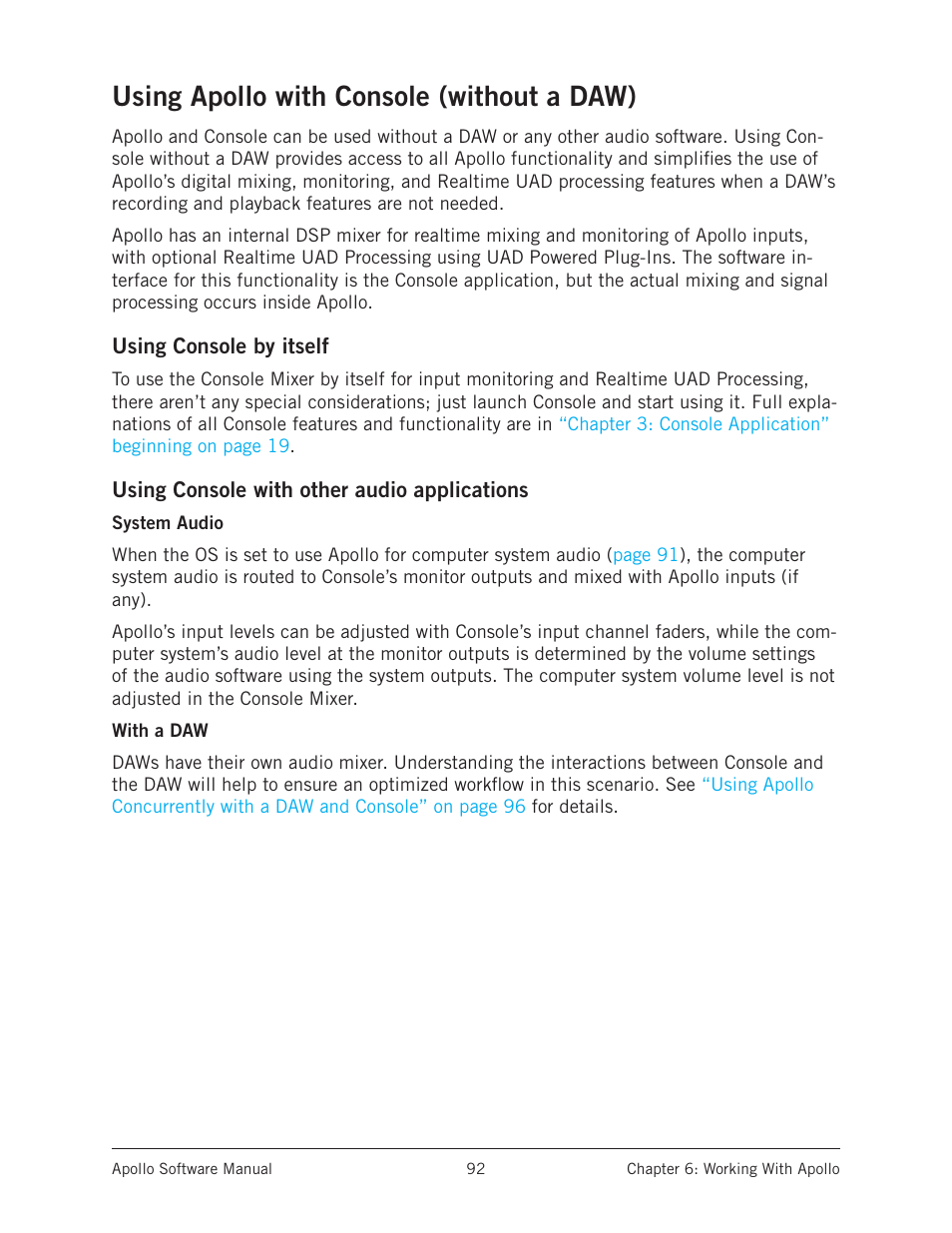 Using apollo with console (without a daw) | Universal Audio Apollo Software User Manual | Page 92 / 151