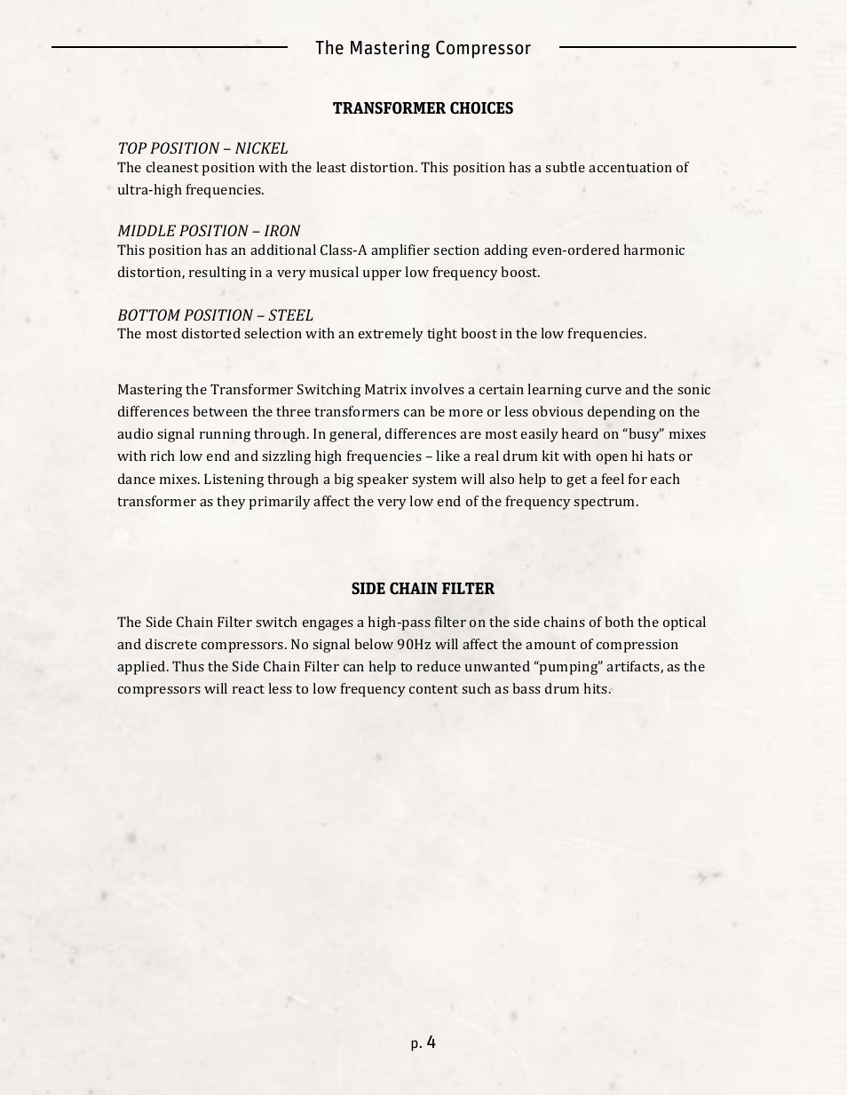 The mastering compressor | Universal Audio SHADOW HILLS MASTERING COMPRESSOR User Manual | Page 4 / 8