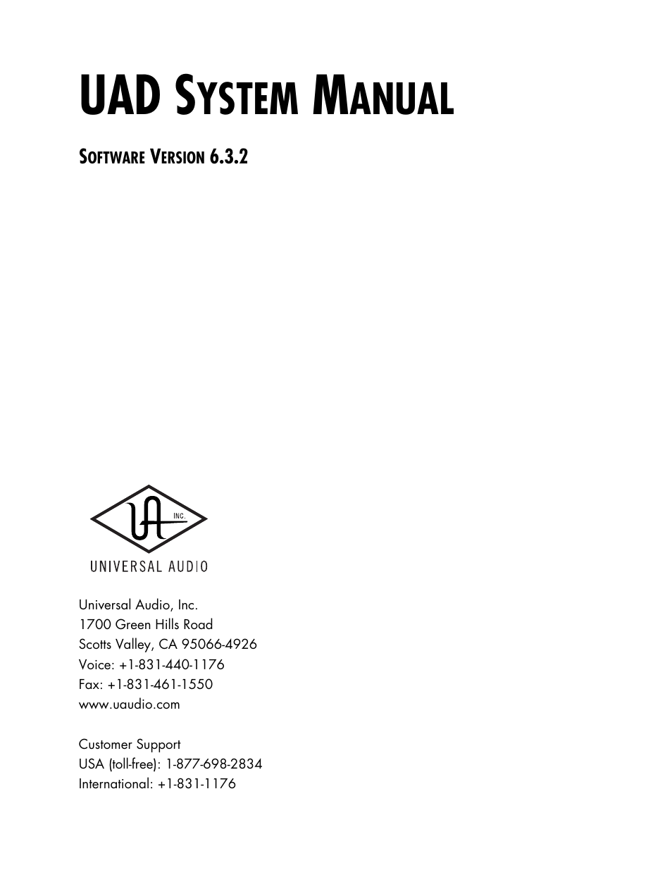 Universal Audio UAD SYSTEM ver.6.3.2 User Manual | 129 pages