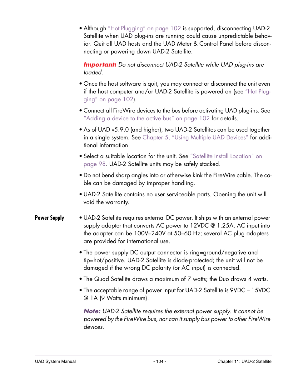 Power supply | Universal Audio UAD SYSTEM ver.6.3.2 User Manual | Page 104 / 129