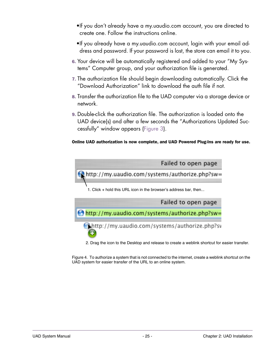 Then transfer the weblink shor | Universal Audio UAD SYSTEM ver.6.3.2 User Manual | Page 25 / 129