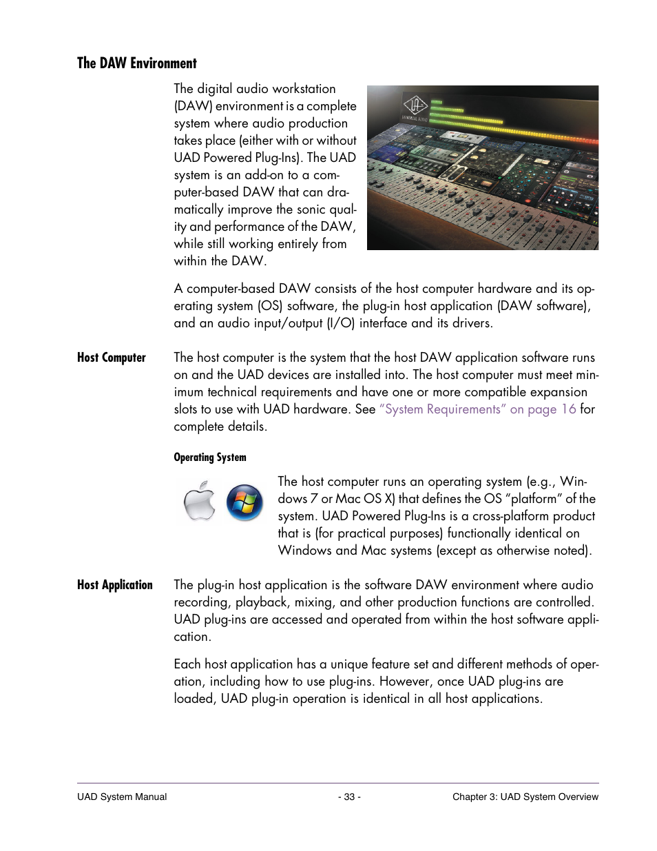 The daw environment, Host computer, Host application | Universal Audio UAD SYSTEM ver.6.3.2 User Manual | Page 33 / 129