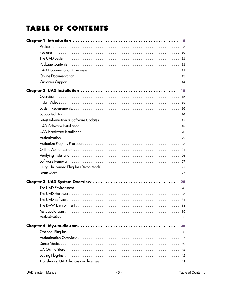 Universal Audio UAD SYSTEM ver.6.3.2 User Manual | Page 5 / 129