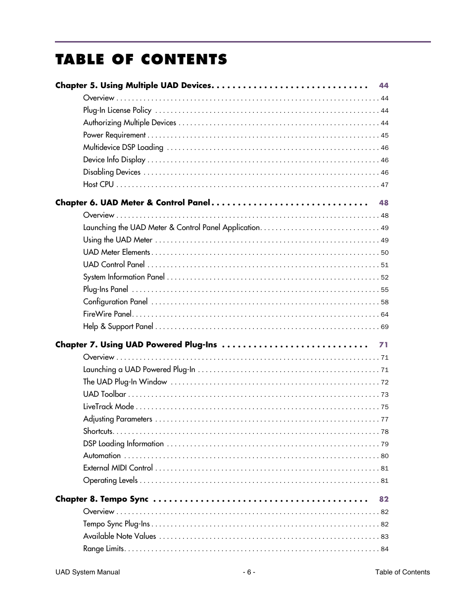 Universal Audio UAD SYSTEM ver.6.3.2 User Manual | Page 6 / 129