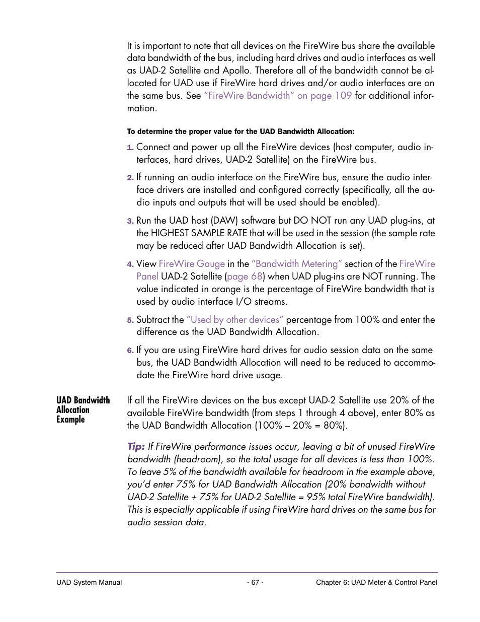 Uad bandwidth allocation example | Universal Audio UAD SYSTEM ver.6.3.2 User Manual | Page 67 / 129