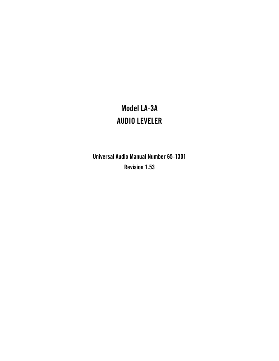 Universal Audio LA-3A User Manual | 22 pages