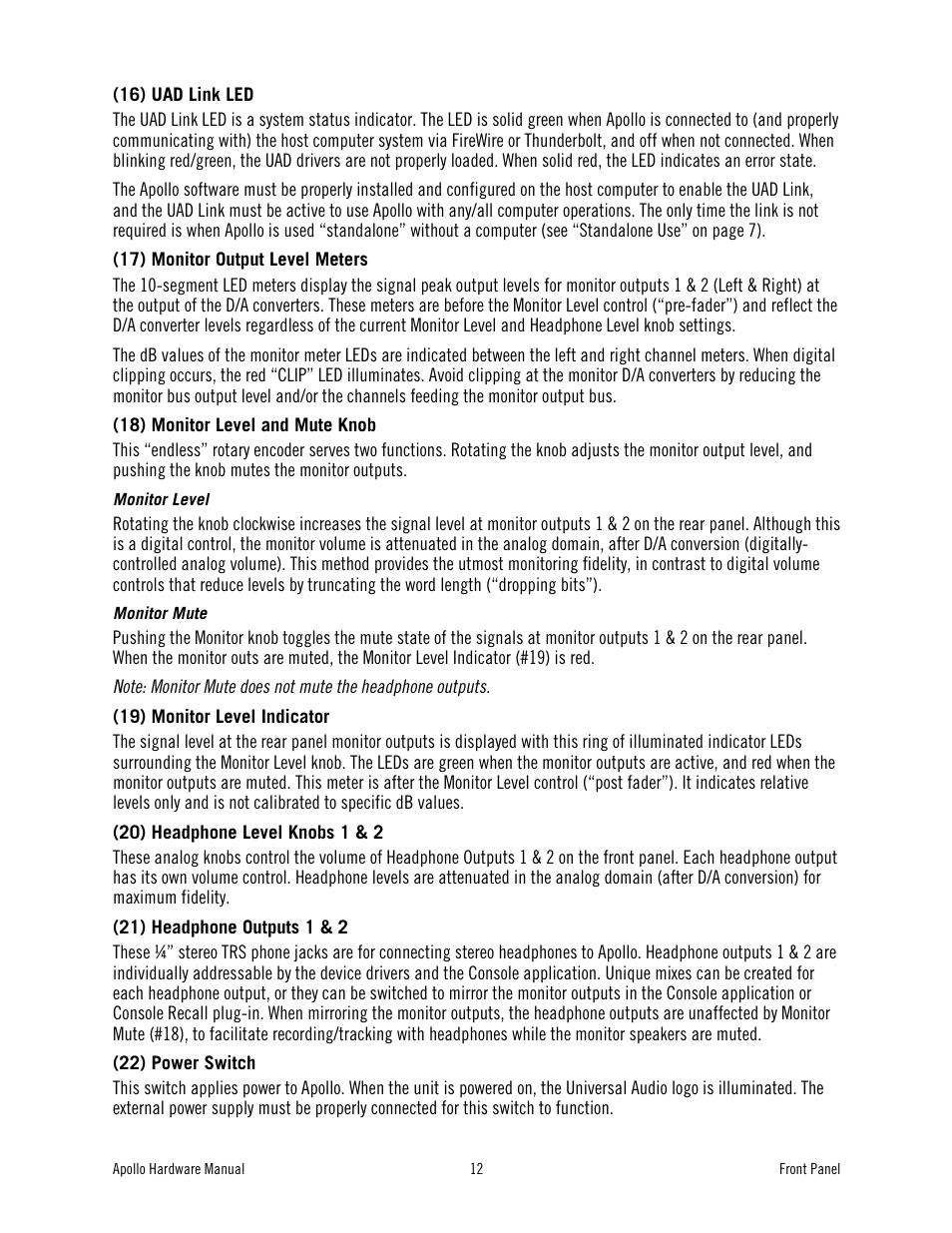 Universal Audio Apollo User Manual | Page 12 / 40