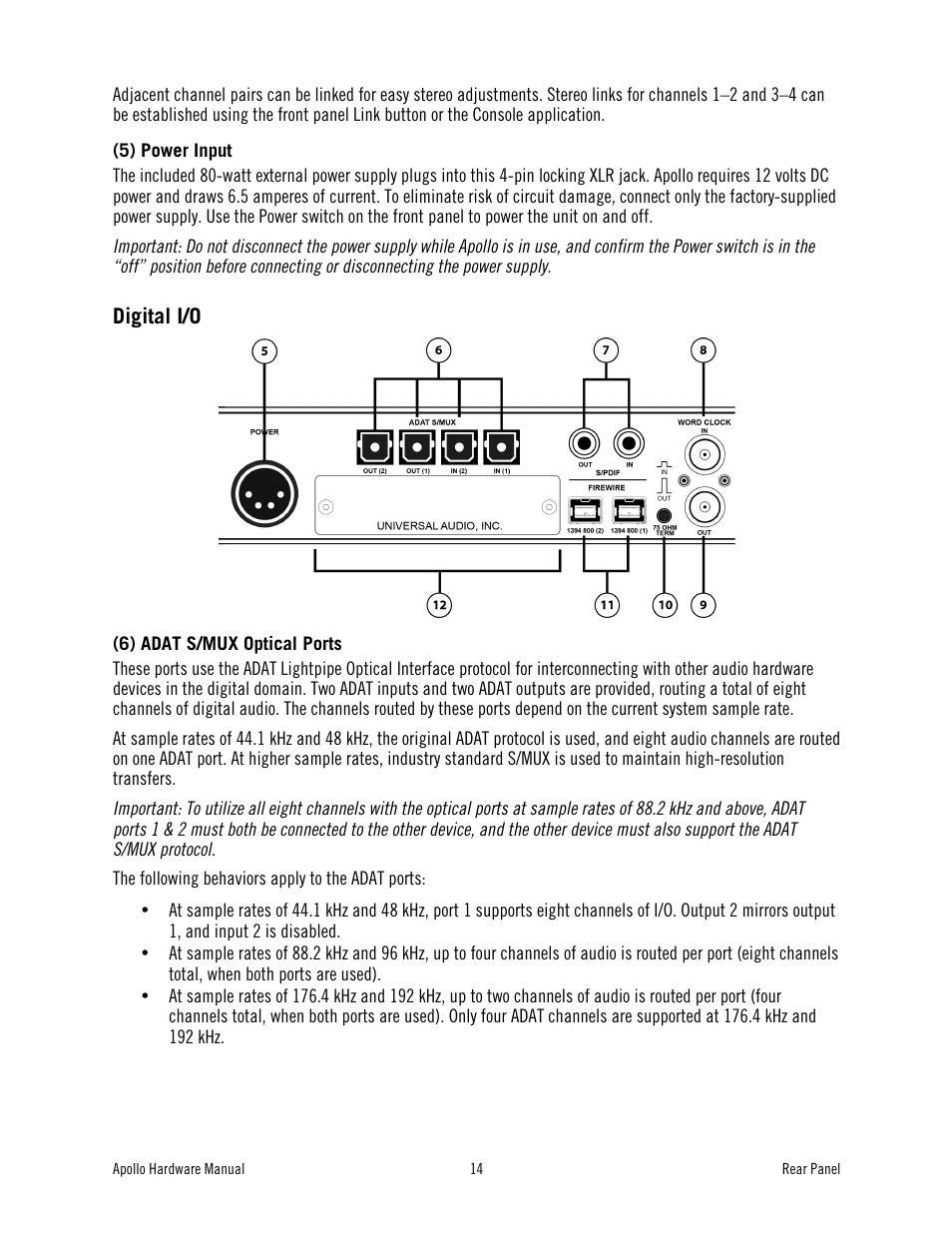 Universal Audio Apollo User Manual | Page 14 / 40