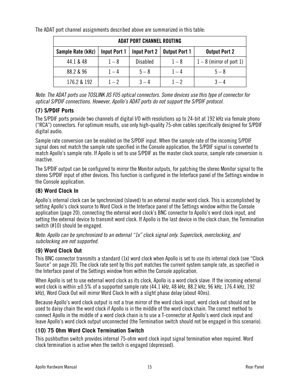 Universal Audio Apollo User Manual | Page 15 / 40