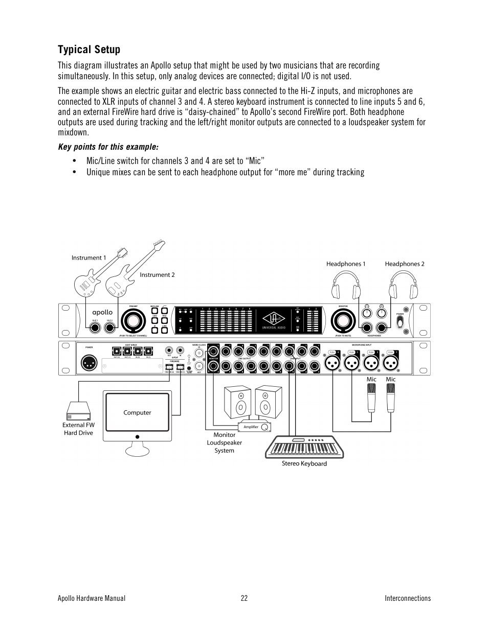 Typical setup | Universal Audio Apollo User Manual | Page 22 / 40