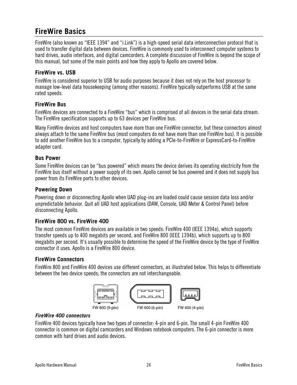 Firewire basics | Universal Audio Apollo User Manual | Page 24 / 40