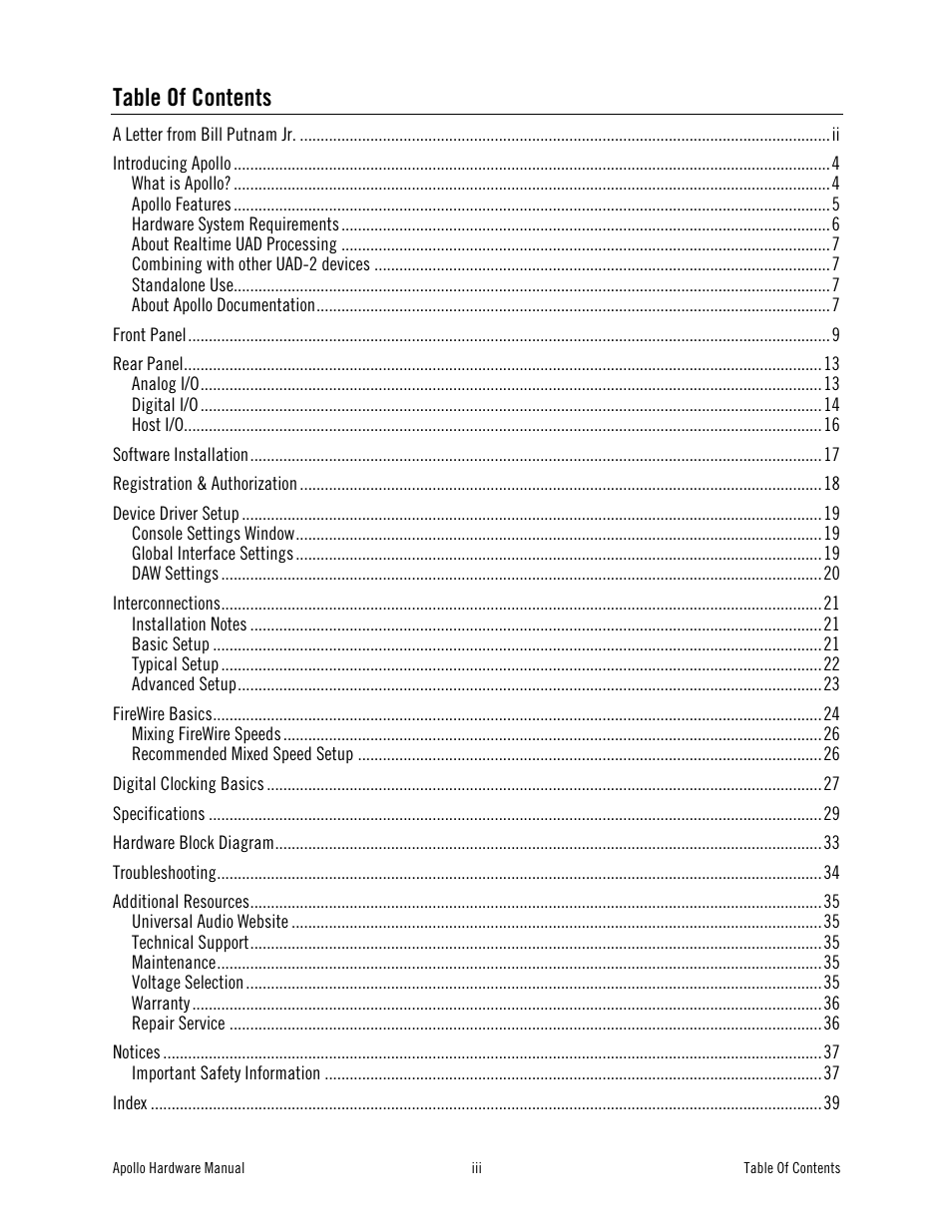 Universal Audio Apollo User Manual | Page 3 / 40